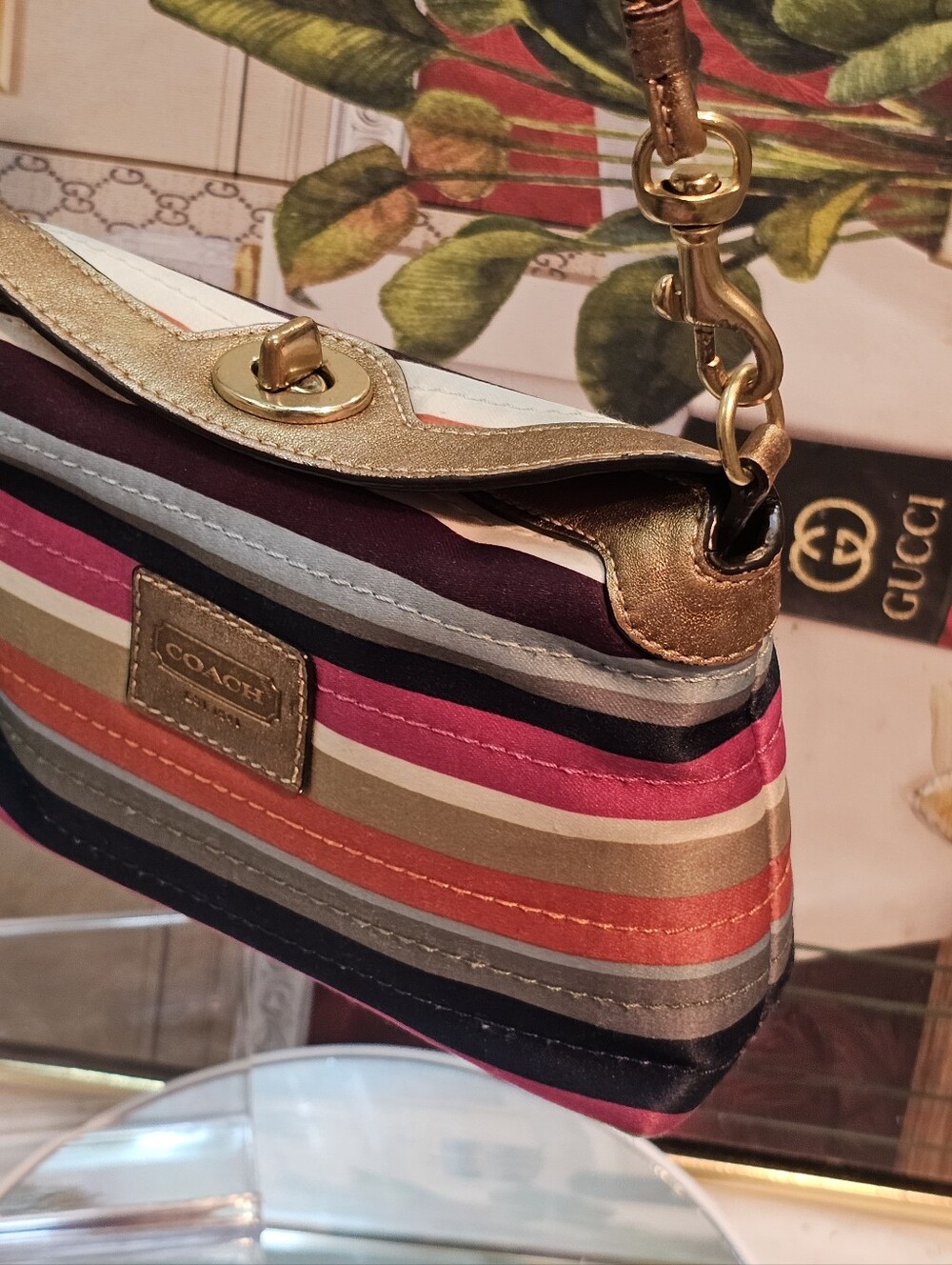 Coach Legacy Multicolor Satin Striped Women's Mini Bag/Wrislet - Picture 15 of 16